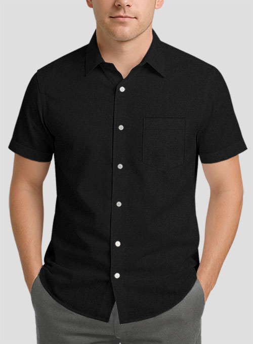 Black Poplene Shirt - Half Sleeves