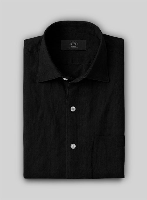 Black cotton linen Shirt - Full Sleeves