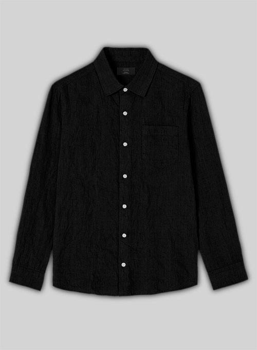 Black cotton linen Shirt - Full Sleeves