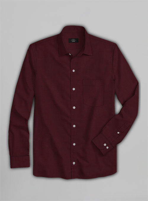 Burgundy Herringbone Cotton Shirt