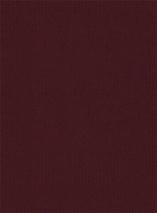 Burgundy Herringbone Cotton Shirt - Half Sleeves