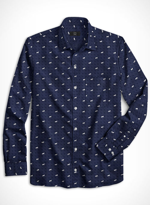 Cotton Horse Blue Shirt - Full Sleeves
