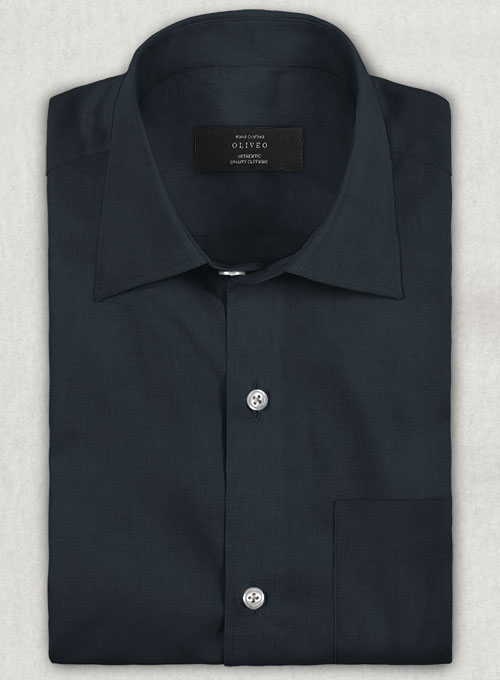 Dark Navy Stretch Twill Shirt - Half Sleeves