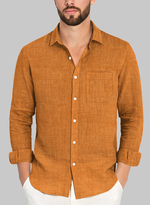 Dublin Autumn Orange Linen Shirt