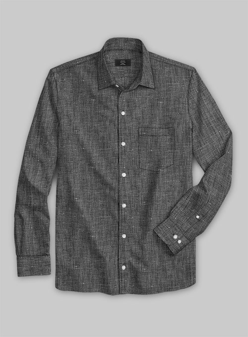 European Ash Gray Linen Shirt  - Full Sleeves