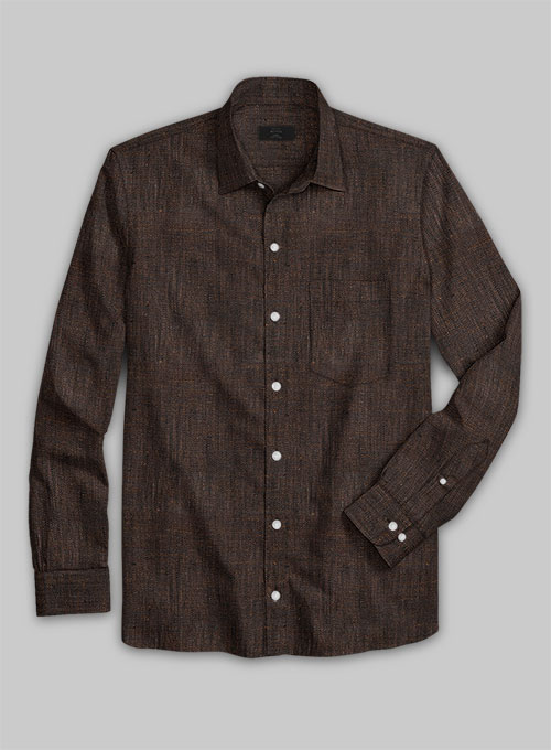 European Dark Brown Linen Shirt - Full Sleeves