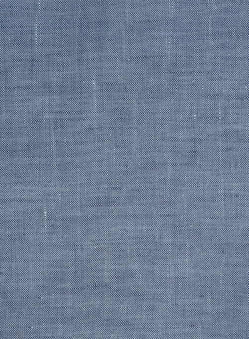 European Dusk Blue Linen Shirt  - Half Sleeves