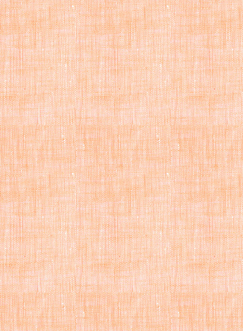 European Pale Orange Linen Shirt - Full Sleeves - Click Image to Close