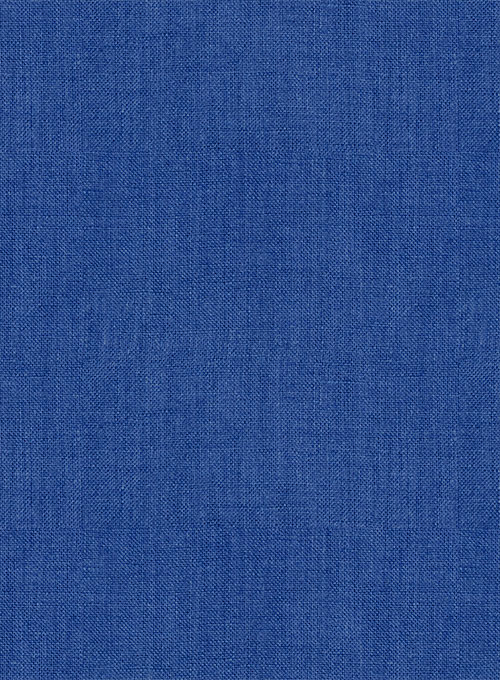 European Sapphire Blue Linen Western Style Shirt - Half Sleeves