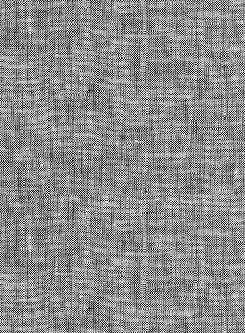 European Smoky Black Linen Shirt - Half Sleeves