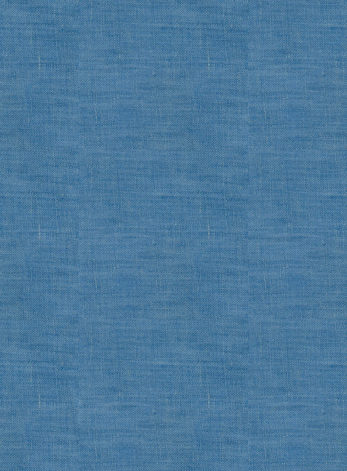 European Phthalo Blue Linen Shirt - Half Sleeves
