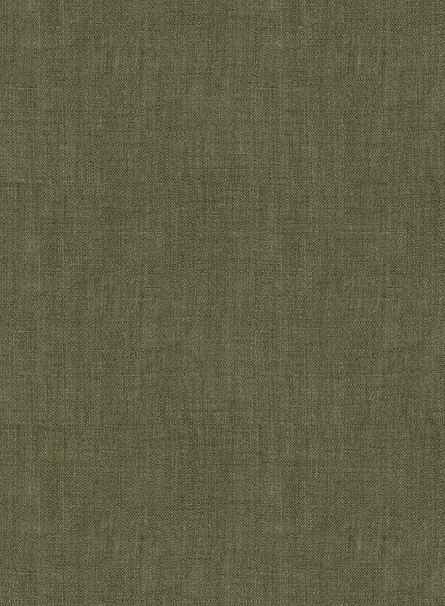European Woodland Green Linen Western Style Shirt - Half Sleeves