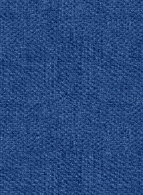 European Sapphire Blue Linen Shirt - Half Sleeves - Click Image to Close