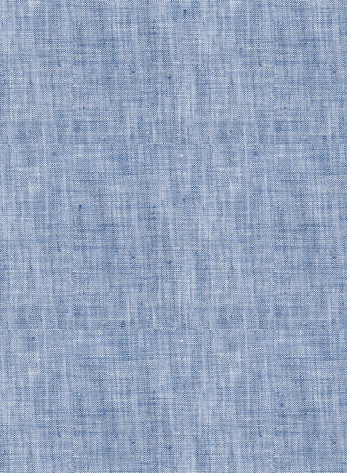 European Smalt Blue Linen Shirt - Half Sleeves