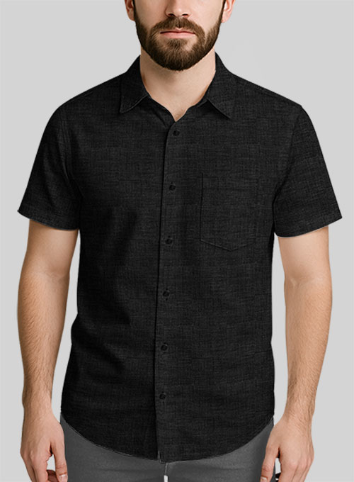 Filafil Poplene Black Shirt - Half Sleeves