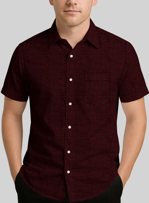 Filafil Poplene Burgundy Shirt - Half Sleeves