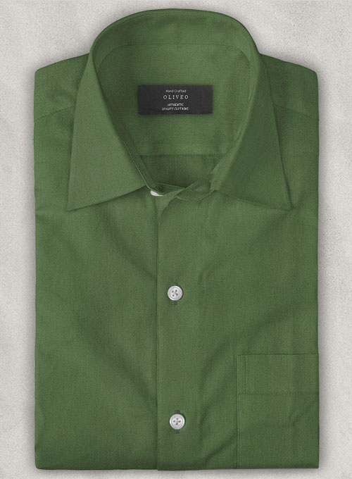 Forest Green Stretch Poplene Shirt - Half Sleeves