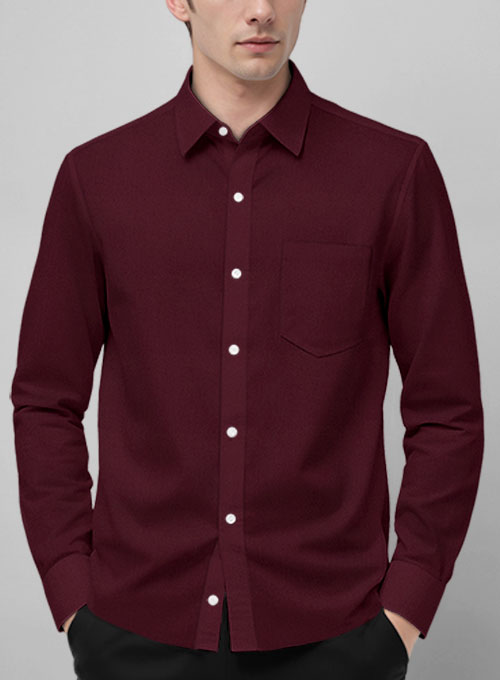 Giza Burgundy Cotton Shirt- Full Sleeves