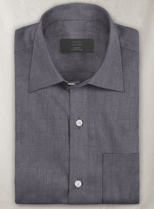 European Haze Purple Linen Shirt - Half Sleeves - Click Image to Close