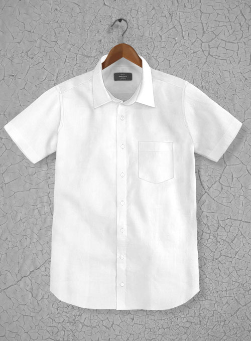Italian Cotton Dobby Eghini White Shirt - Half Sleeves : Made To ...