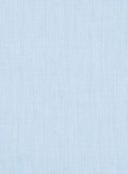 Italian Fine Herringbone Blue Shirt - Half Sleeves