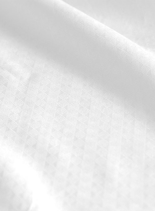 Italian Cotton Dobby Nadall White Shirt - Half Sleeves