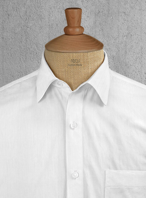 Italian Cotton Stripe Sueni White Shirt - Half Sleeves