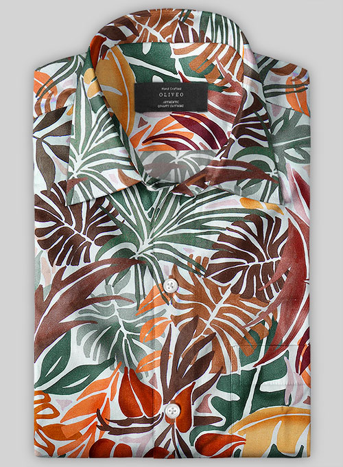 Italian Cotton Monstera Shirt- Half Sleeves