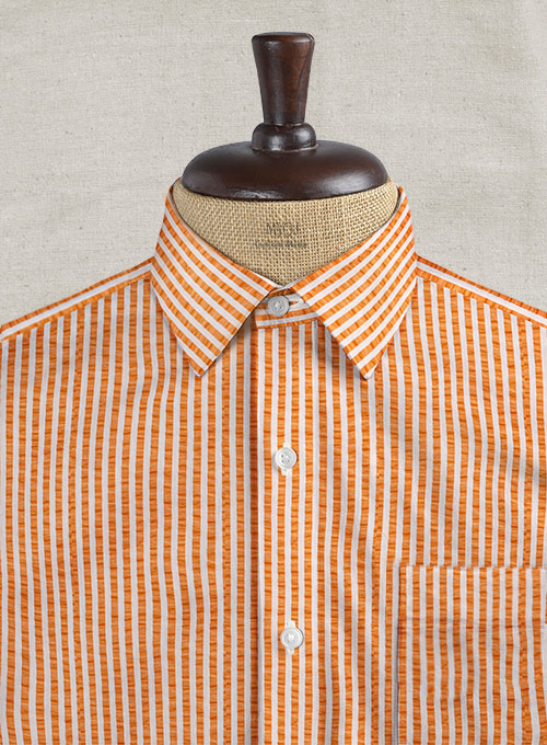 Italian Seersucker Orange Shirt