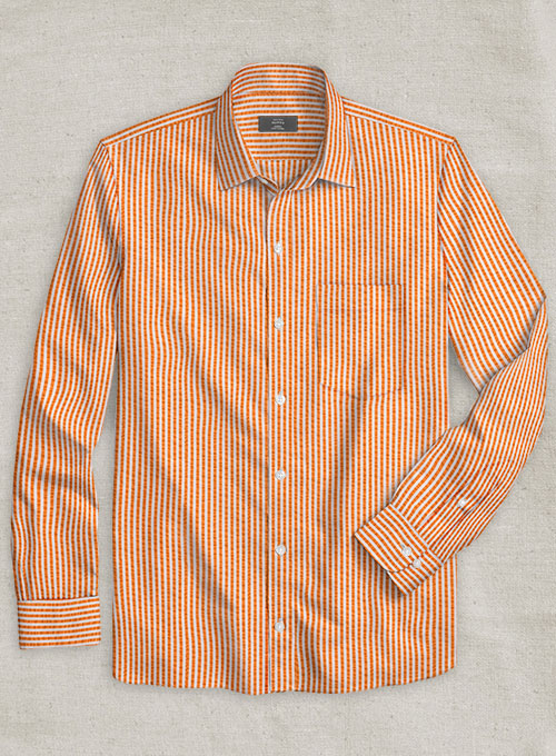 Italian Seersucker Orange Shirt