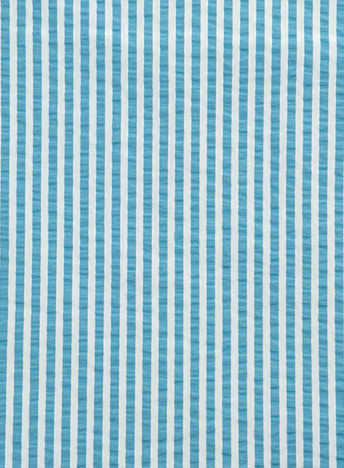 Italian Seersucker Light Blue Shirt - Half Sleeves