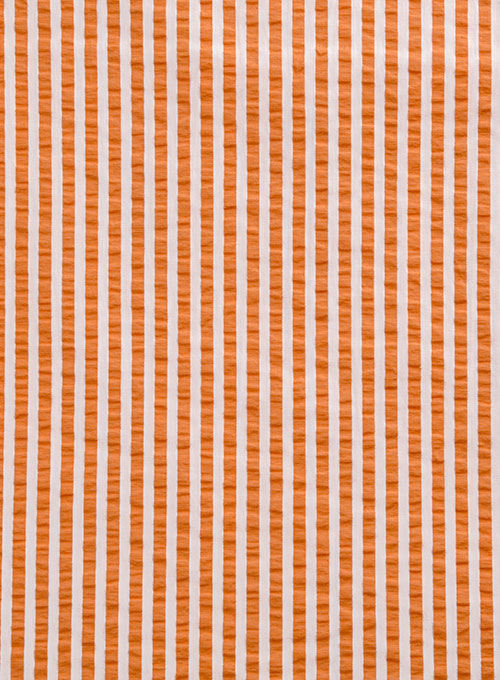 Italian Seersucker Orange Shirt - Half Sleeves