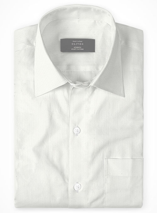 Ivory Herringbone Cotton Shirt Ivory Herringbone Cotton Shirt