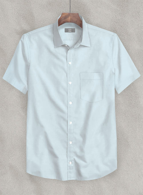 Light Blue Stretch Poplene Shirt - Half Sleeves : Made To Measure Custom Jeans For Men & Women 