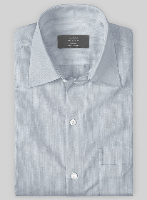 Light Gray Herringbone Cotton Shirt - Half Sleeves