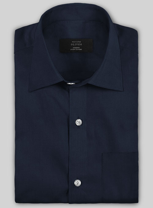 Navy Stretch Twill Shirt - Half Sleeves