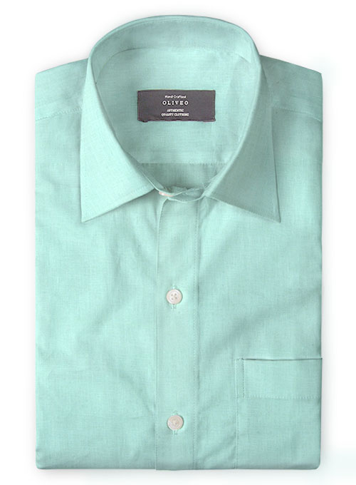 Pure Mint Green Linen Shirt - Full Sleeves : Made To Measure Custom ...