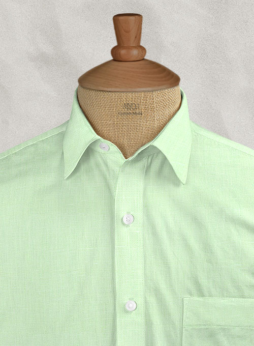 Pure Ocean Green Linen Shirt - Half Sleeves