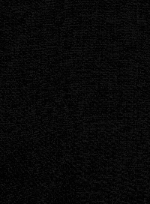 Safari Pure Black Linen Overshirt - Full Sleeves