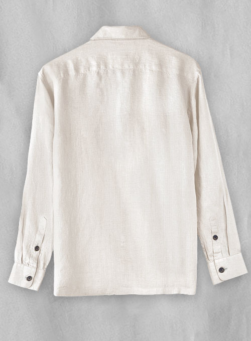 Safari Pure Natural Linen Overshirt - Full Sleeves - Click Image to Close