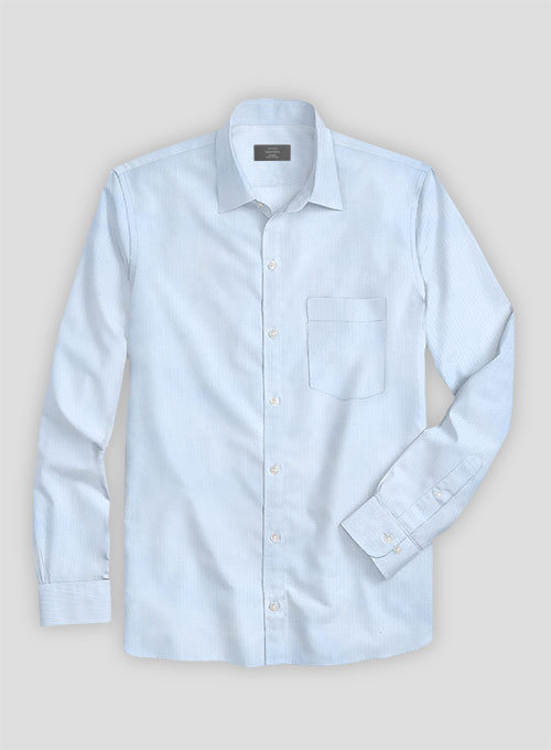 Sky Blue Herringbone Cotton Shirt