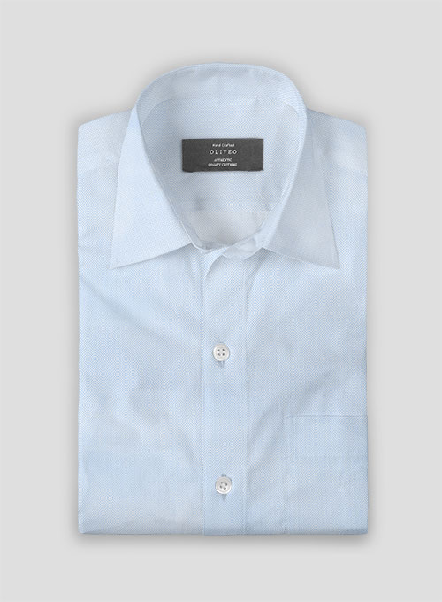 Sky Blue Herringbone Cotton Shirt  - Half Sleeves