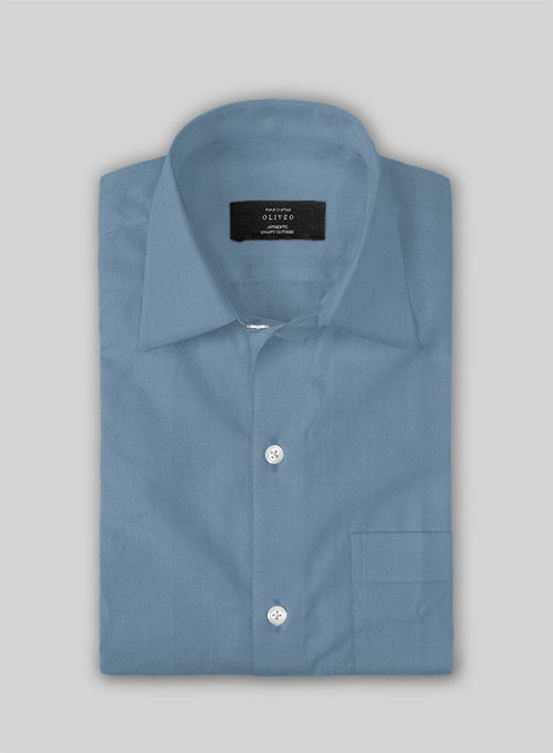 Azure Blue Stretch Poplene Shirt - Half Sleeves