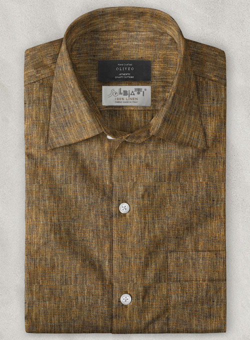 Solbiati Brown Linen Shirt - Half Sleeves