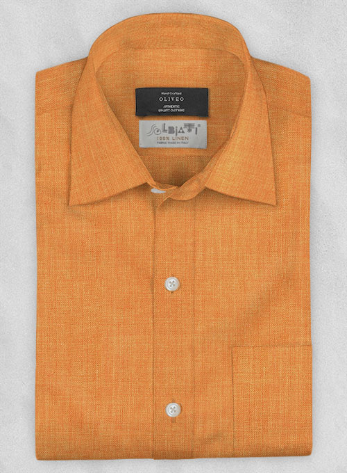 Solbiati Orange Linen Shirt - Half Sleeves