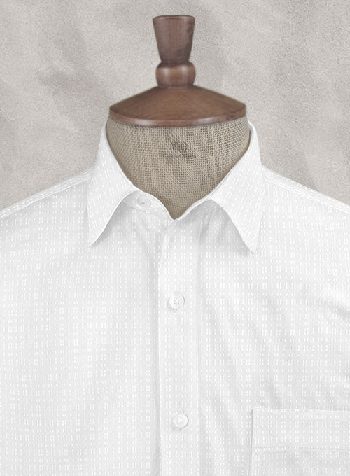 White Self Blocks Shirt - Half Sleeves
