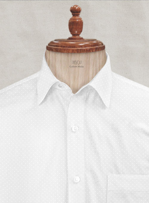 White Self Square Motif Shirt - Half Sleeves