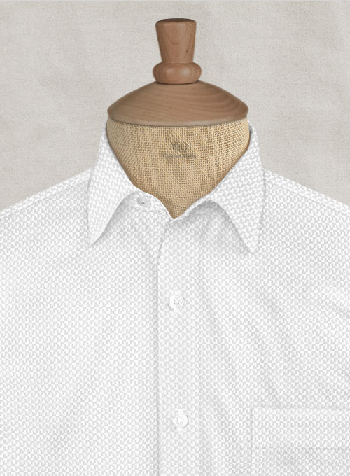 White Self Tile Shirt - Half Sleeves