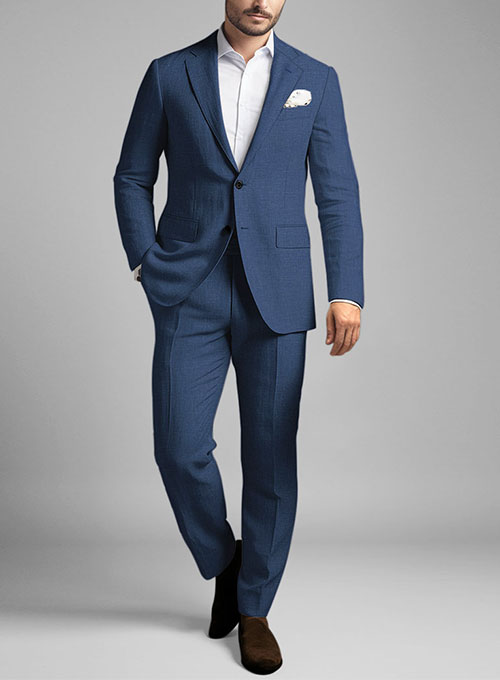 Azure Blue Linen Suit