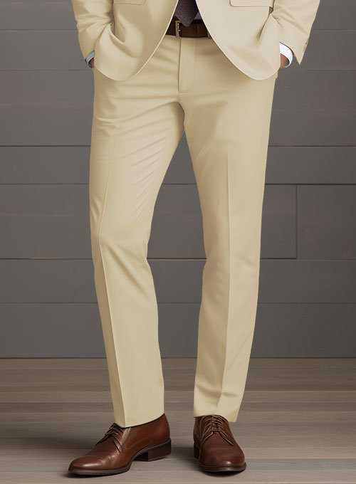 Beige Feather Cotton Canvas Stretch Suit